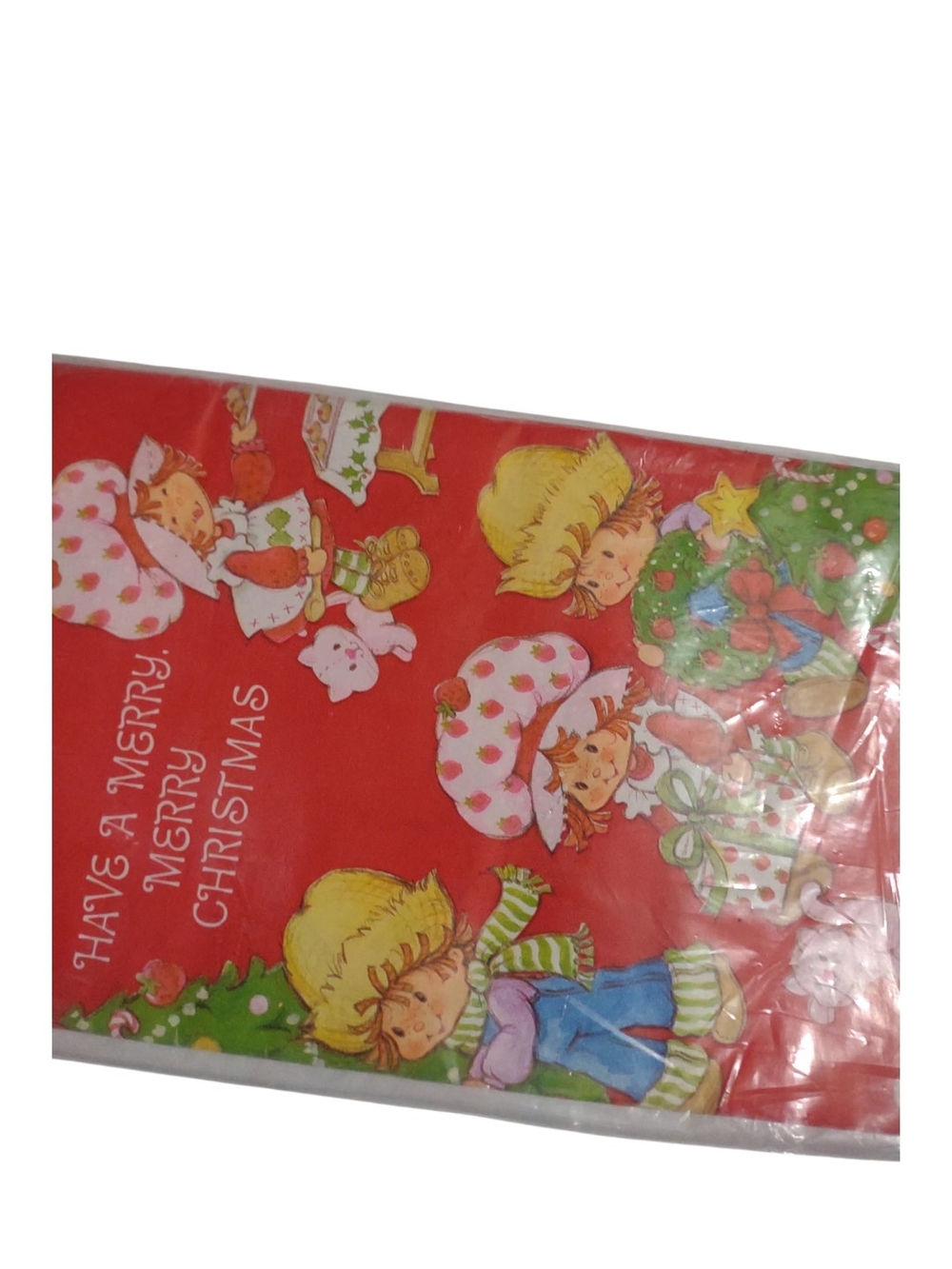 Vintage Strawberry Shortcake Holiday Gift Wrap Christmas Wrapping Paper Sheet
